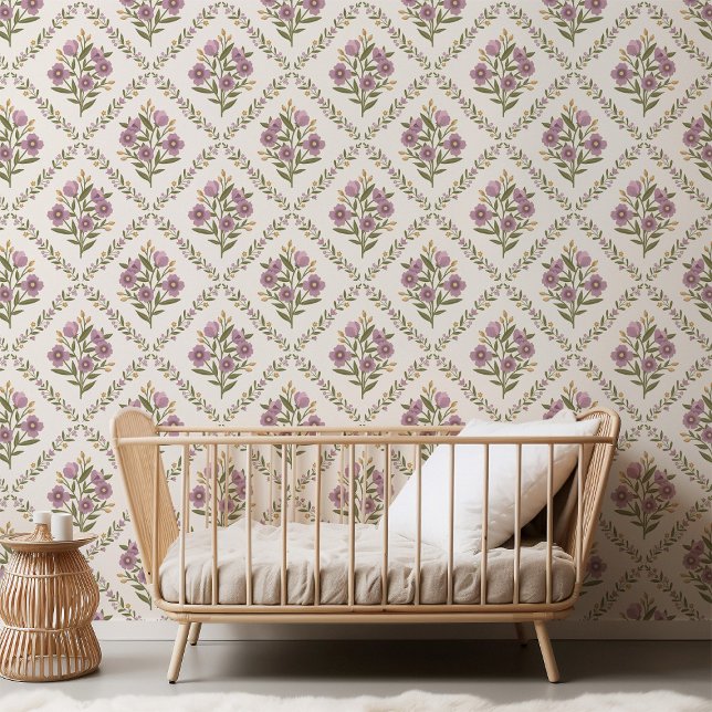 Elegant Vintage Wildflower Diamond Lavender Wallpaper (Creator Uploaded)