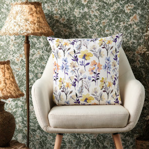 Elegant vintage wildflowers floral pattern  throw pillow
