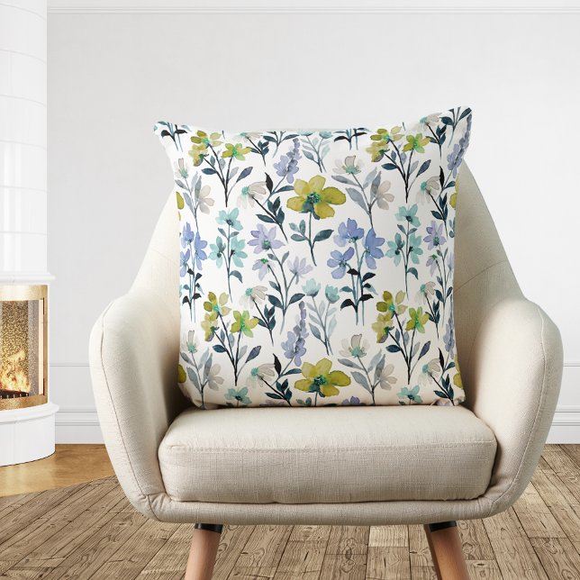 Elegant vintage wildflowers floral pattern  throw pillow (Creator Uploaded)