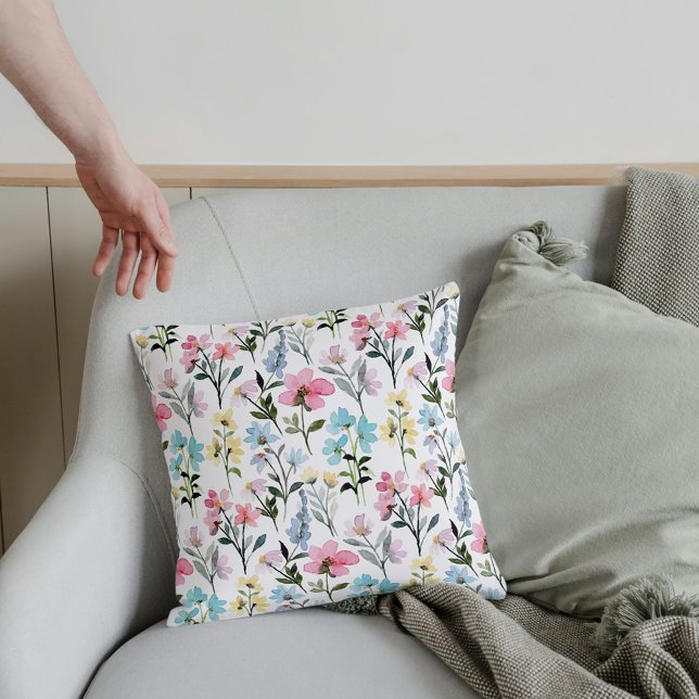 Elegant vintage wildflowers floral pattern  throw pillow (Creator Uploaded)