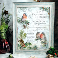 Elegant Vintage Winter Christmas Robins Decoupage