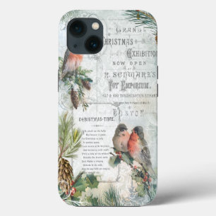 Elegant Vintage Winter Christmas Robins iPhone 13 Case