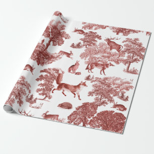 Elegant Vintage Woodland Red Fox Rabbit Toile Wrapping Paper