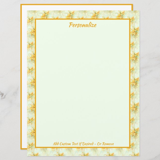 Elegant Vintage Yellow Daffodils Floral Flower (Front/Back)