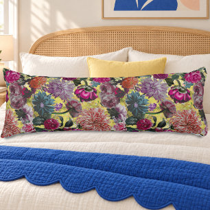 Elegant Vintage Yellow Floral Monogram Body Pillow