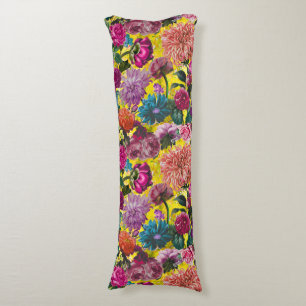 Elegant Vintage yellow Floral monogram Body Pillow