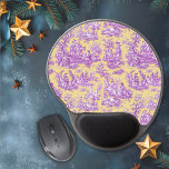 Elegant vintage yellow purple toile de jouy  gel mouse pad<br><div class="desc">Elegant vintage yellow purple toile de jouy monogram Mouse Pad. Toile prints are an all time rage at the moment, this is an elegant and ornate vintage toile de jouy pattern featuring a beautiful romantic scene from the french countryside. This pattern style is currently trending for home decor, clothes, mobile...</div>