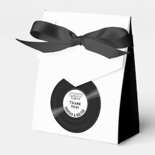 Elegant Vinyl Record Black & White Favor Box