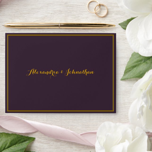 Elegant Violet and Gold Calla Lily Custom Wedding Envelope (Wedding)