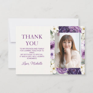 Élégant violet blanc Merci d'anniversaire