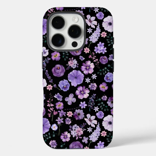 Élégant violet Blooms iPhone 16Pro Coque (Verso)