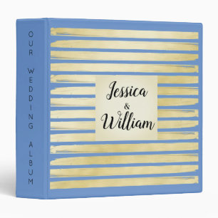 Elegant violet blue gold foil paint striped frame binder