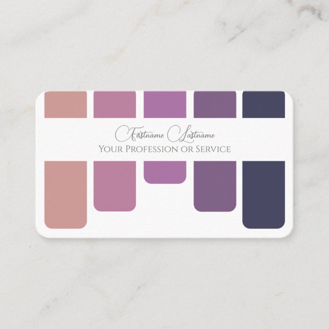 Elegant violet colour palette calligraphy QR-Code Business Card (Front)