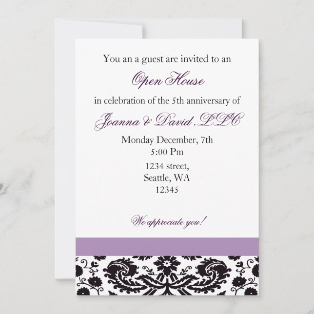 Elégant violet Corporate Party Invitation (Devant)