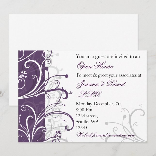 élégant violet Corporate party Invitation (Devant / Derrière)