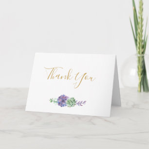 Élégant violet et Carte de remerciements or