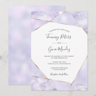 Élégant violet et or Faire-part de mariage géométr