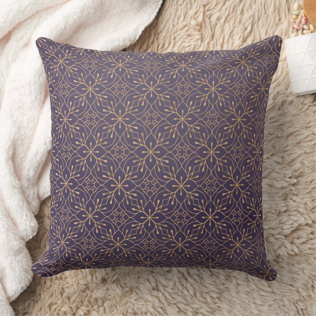 Élégant violet et or motif coussin (Couverture)