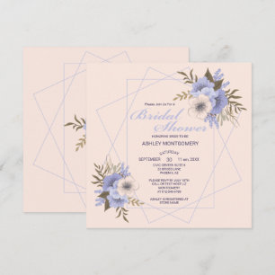 Elegant Violet Five Petal Roses Bridal Shower Invitation