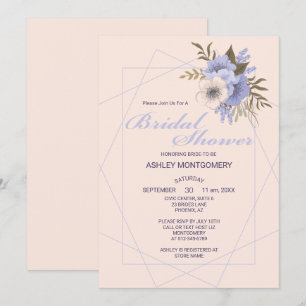 Elegant Violet Five Petal Roses Bridal Shower Invitation