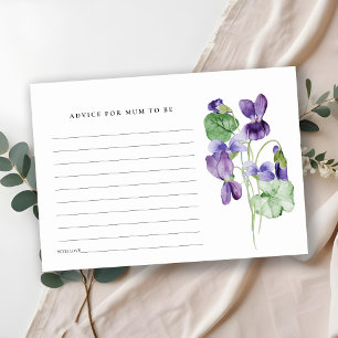 Elegant Violet Floral Advice For Mum Baby Shower Enclosure Card