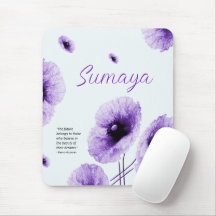 Elegant Violet Floral Customizable Mouse Pad