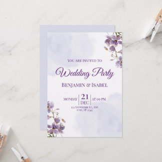 Élégant violet floral mariage invitation