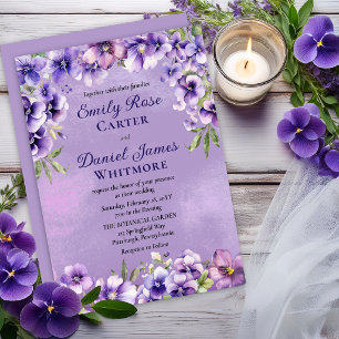 Elegant Violet Floral Wedding for Mature Couple Invitation