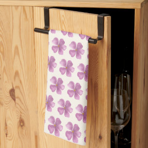 Elegant Violet Flower Tea Kitchen Towel