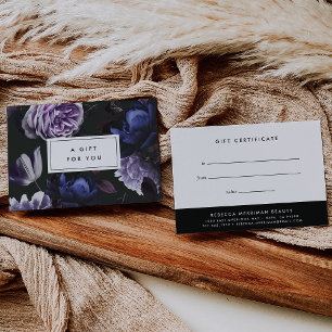 Élégant violet foncé floral   Carte de certificat 