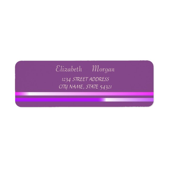 Élégant Violet Glamour, Stripes Étiquette de adres (Devant)