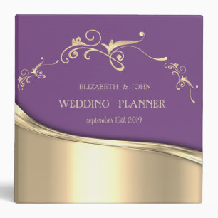 Elegant  Violet Gold  Swirls Wedding Planner Binder