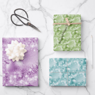 Elegant Violet, Green and Turquoise Christmas Ball Wrapping Paper Sheet