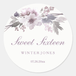 Élégant violet hiver Floral Sweet 16 Stickers