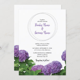 Elégant Violet Hydrangea Invitations de mariage