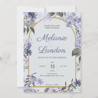 Elegant violet hydrangea lilacs wedding invitation