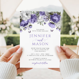 Elegant Violet Lilac Floral Wedding Invitation