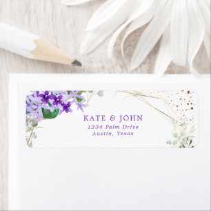 Élégant violet Mariage Floral Adresse de retour