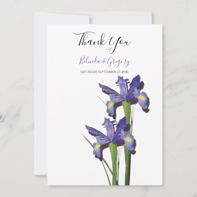 Élégant violet Mariage Iris Carte de remerciements (Dos)