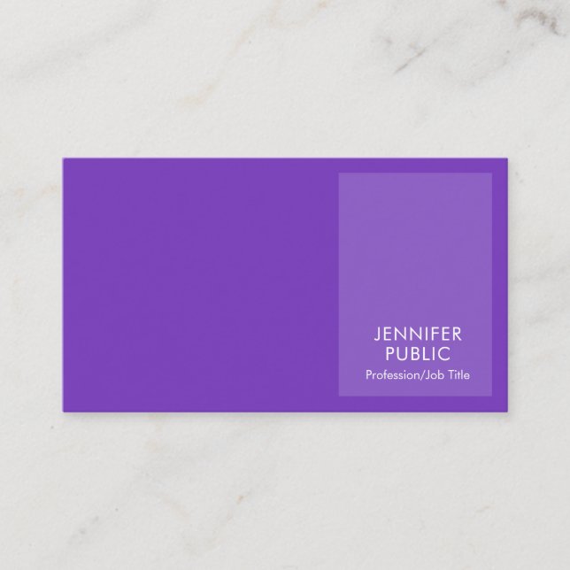 Elegant Violet Modern Professional Creative Chic Business Card (Front)