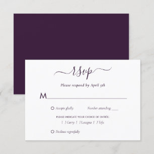 Élégant violet moderne Script mariage carte RSVP