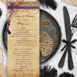 Elégant violet Moyen Renaissance Menu Mariage