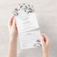 Elegant Violet Pansy Floral Watercolor Wedding