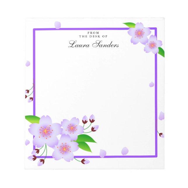 Elegant Violet Peony Flower Personalized Notepad (Front)