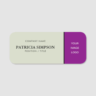 Elegant Violet Purple And Beige: Unique Feminine Name Tag