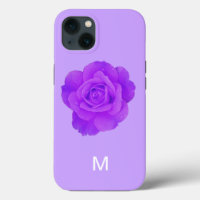 Elegant Violet Purple Floral Rose Monogram Gift
