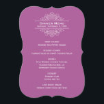 Elegant Violet Purple Wedding Monogram Dinner Menu<br><div class="desc">Elegant and formal wedding dinner menu cards feature a pop of colour with white reverse printing.  Personalize with your event date and menu details.  Display cards on guests' dinner plates or wrap them in napkins at every place setting for a stylish look.  Orchid violet purple background colour.</div>