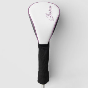Elegant Violet Script Font Golf Head Cover