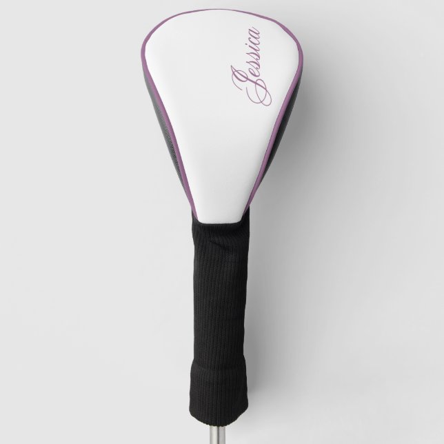 Elegant Violet Script Font Golf Head Cover (Front)