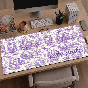 Élégant Violet Toile de Jouy Monogramme Vintage